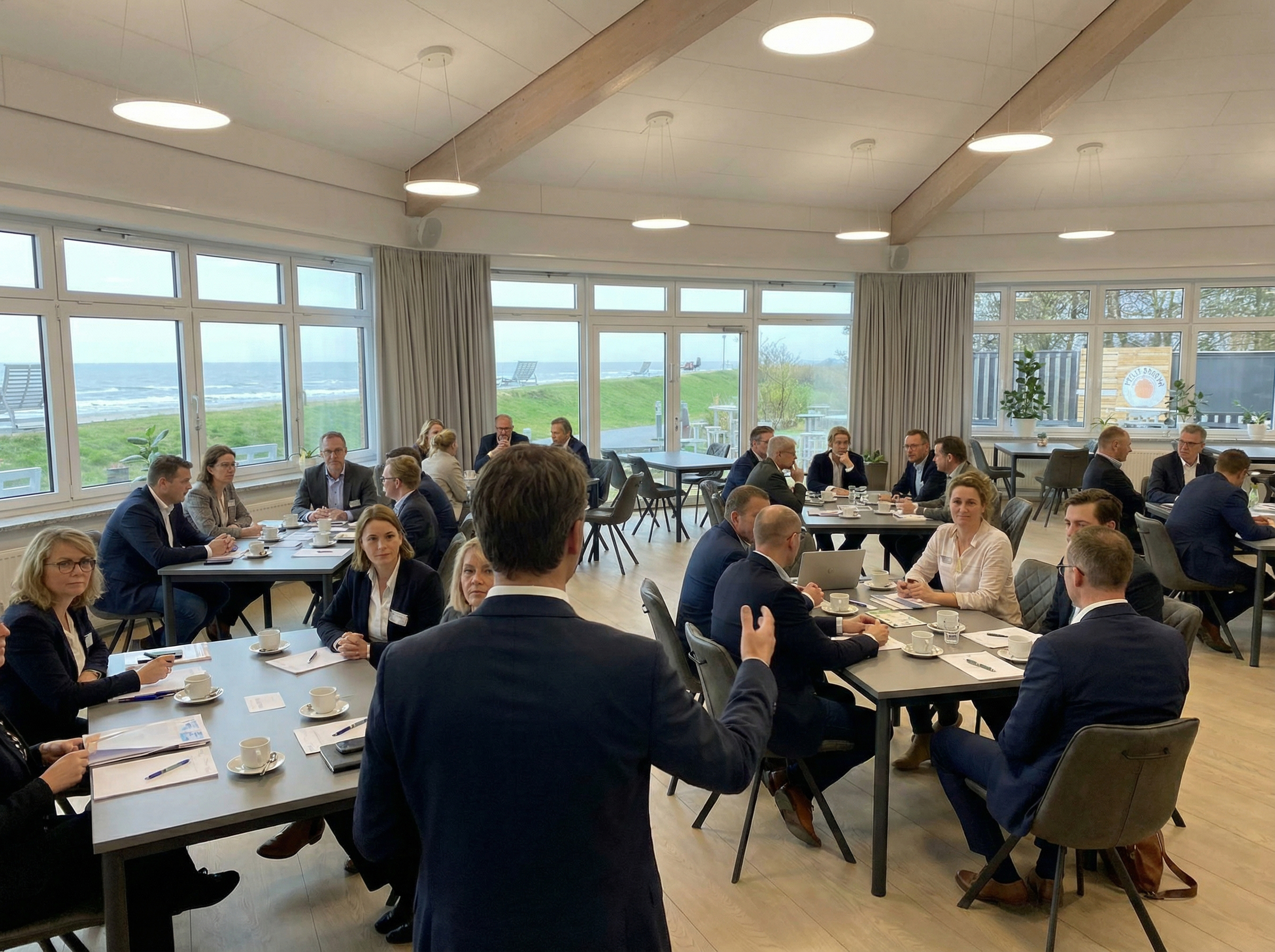 Strandhaus-Lounge – Meeting mit Meerblick